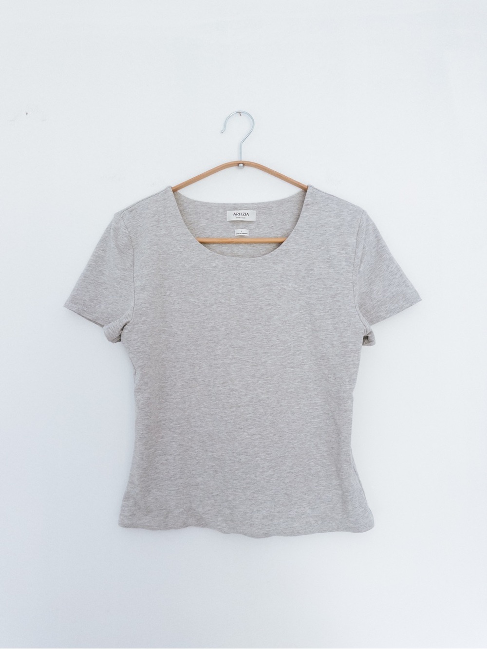 Aritzia Original Contour Crew T-Shirt Heather Grey - Size Large